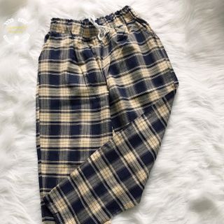Quần baggy kẻ chất thô mềm