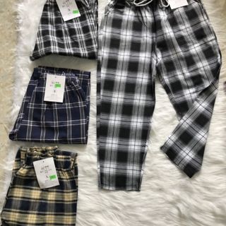 Quần baggy kẻ chất thô mềm