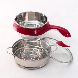 Nồi lẩu mini- Nổi lẩu tiện dụng có tay cầm cỡ 18cm kèm giá hấp