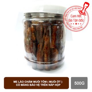 Me lào chấm muối ớt, muối tôm giá sỉ có màng bạc 500g