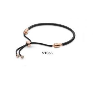 Vòng mềm dây rút phối da đen Vt065 giá sỉ