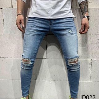 Quần Jean Dài Nam Was Rách Co Dãn JD022