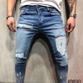 Quần Jean Dài Nam Was Rách Co Dãn JD030