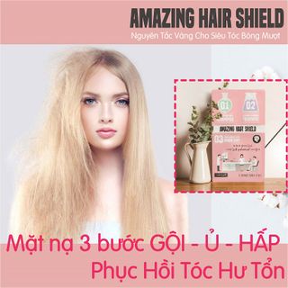 Mặt nạ tóc phục hồi hư tổn siêu tốc Hàn Quốc Amazing Hair Shield 1 hộp 5 set 3 bước Gội -Ủ - Hấp giá sỉ