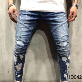 Quần Jean Dài Nam Was Rách Co Dãn JD042