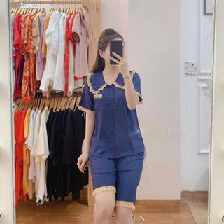 bộ lửng ,bộ ngố mặc nhà cổ sen có ren bèo siêu xinh