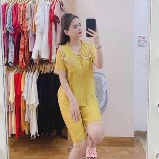 bộ lửng ,bộ ngố mặc nhà cổ sen có ren bèo siêu xinh