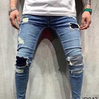 Quần Jean Dài Nam Was Rách Co Dãn JD043