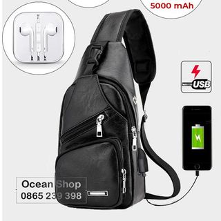 Túi Đeo Chéo Vải Tc02 , tặng kèm cáp sạc