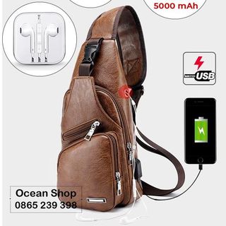 Túi Đeo Chéo Vải Tc02 , tặng kèm cáp sạc