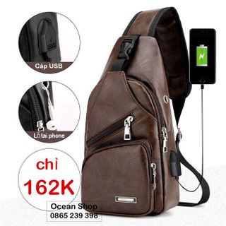 Túi Đeo Chéo Vải Tc02 , tặng kèm cáp sạc