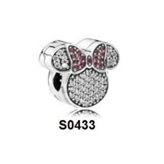 Charm clip Disney Minmie nơ hồng S0433