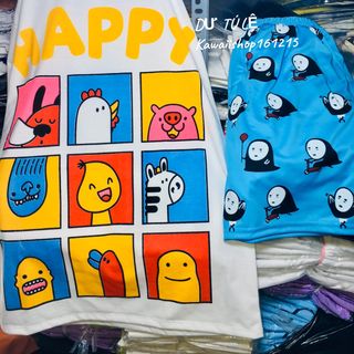 Ảnh thật full Set hoạt hình cartoon quần short đùi cotton lạnh