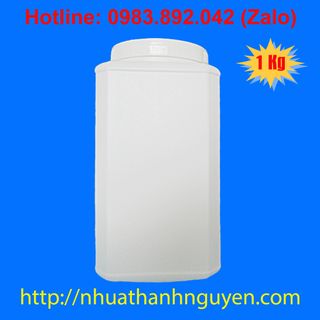 Hũ nhựa vuông 1kg, đựng bột giá sỉ