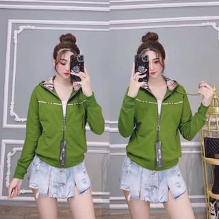 Áo khoác thun da cá phối nón bb
