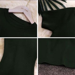 Váy body thun gân tay ngắn cổ tròn