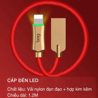 Dây sạc dù bọc vải đèn LED tự ngắt Bagi dài 1m IL100 hàng Việt Nam sản xuất giá sỉ