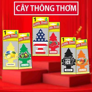 TÚI THƠM TREO XE HÌNH CÂY THÔNG (CỜ MỸ/DÂU/TÁO/CHANH/ANHĐÀO/BLACK ICE)