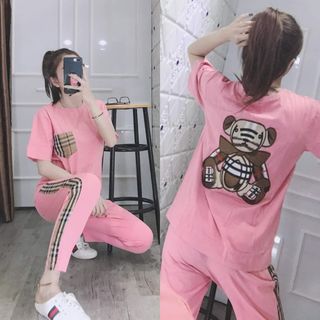 Bộ coton mịn đẹp thêu gấu