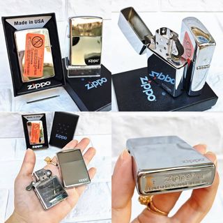 Bật Lửa ZIPPO Mỹ, Bật Lửa ZIPPO USA Trơn Bóng Bạc Có Tem Đỏ