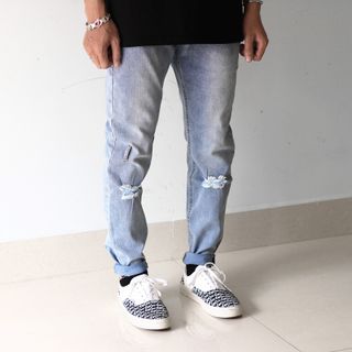 Quần jean xanh nam rách gối Pacsun