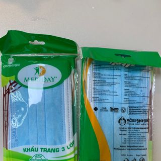 Khẩu trang y tế Meriday Bạch Tuyết 3 lớp màu xanh [Túi 10 cái]