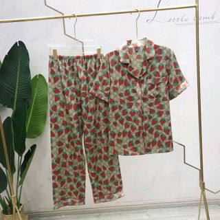 Đồ ngủ đồ mặc nhà pijama tNqd Trái Dâu nữ CHẤT LỤA HÀNG QUẢNG CHÂU SIÊU MÁT giá sỉ