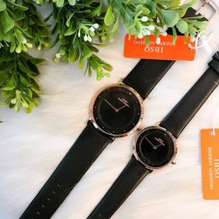 Đồng hồ đôi dây da IBSO (full đen)