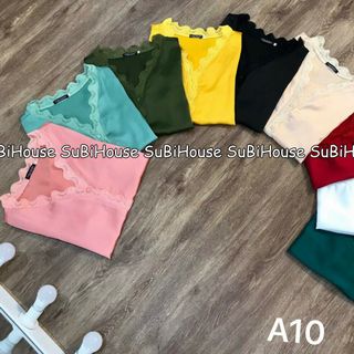 Đồ Bộ Lụa Satin Quần Dài Viền Ren