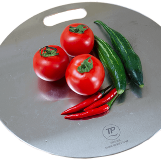 THỚT INOX 304 CAO CẤP - KHÁNG KHUẨN,  CHỐNG ẨM MỐC - GIÃ ĐÔNG NHANH (Thớt tròn D30 cm)