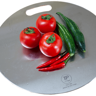 THỚT INOX 304 CAO CẤP - KHÁNG KHUẨN,  CHỐNG ẨM MỐC - GIÃ ĐÔNG NHANH (Thớt tròn D30 cm)