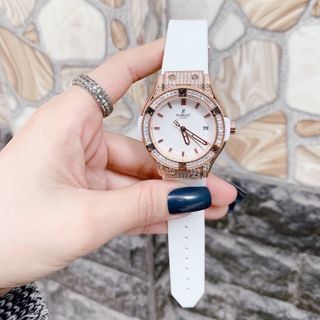 HUBLOT HỒNG DÂY CAO SU VỎ VÀNG