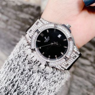 HUBLOTT NỮ BỌC DA ĐEN VỎ TRĂNG