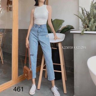Baggy hoa cúc thêu hottrend ảnh thật