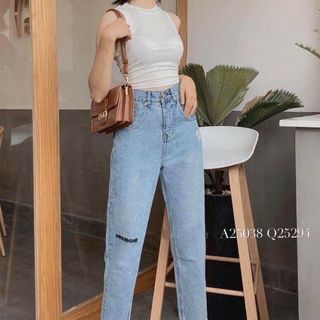 Baggy hoa cúc thêu hottrend ảnh thật