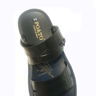 Dép Da Nam Cao Cấp POATO PT033 Vân Cá_Hàng
