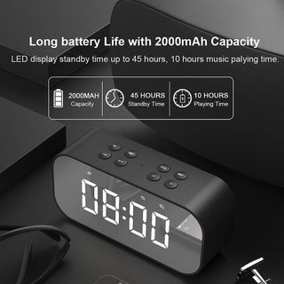 Loa Bluetooth Âm Bass Cực Đỉnh Kèm Đồng Hồ Mặt Kính