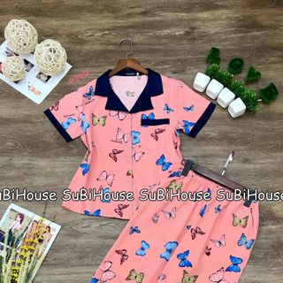 Đồ Bộ Pijama Lụa Quần Dài Họa Tiết Bướm