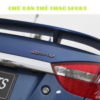 Tem chữ Sports kim loại dán ô tô