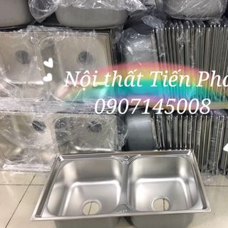 BỒN RỬA CHÉN 2 HỘC INOX 201 43CM X 78CM