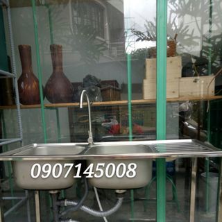 BỘ BỒN RỬA INOX 2 HỘC 1 CÁNH 45CM X 105CM