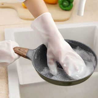Đôi găng tay bàn chải silicone siêu dai, siêu sạch