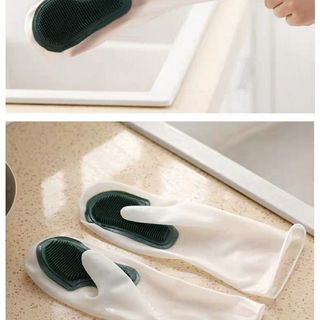 Đôi găng tay bàn chải silicone siêu dai, siêu sạch