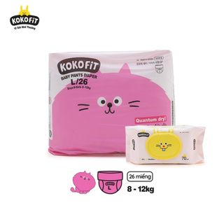 [Tặng khăn ướt]- Tã/Bỉm Quần KOKOFiT-Hàn Quốc size M30-L26-XL22-Jumbo18