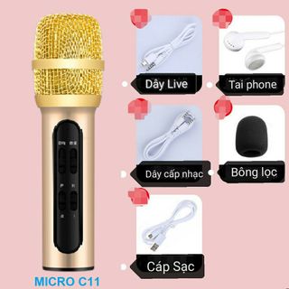 C11. Thu Âm C11, Micro Thu Âm, Hát Live Stream,Karaoke Online, Tặng Tai Nghe Chính giá sỉ