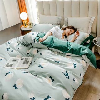 Bộ Chăn Ga Gối Tencel Họa Tiết