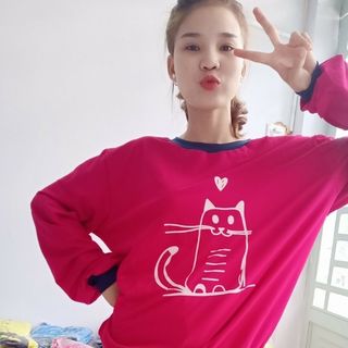 Áo thun dài tay thời trang đơn giản phong cách ulzzang Hàn Quốc 
Nỉ 1da nhập 
Bỏ sỉ :40 000