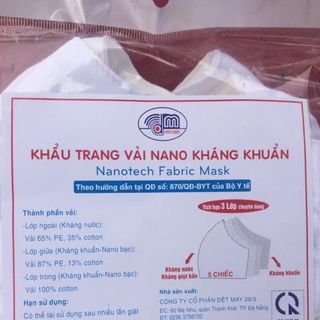 KHẨU TRANG VẢI KHÁNG KHUẨN NANO BẠC _ 3 LỚP _ Đạt chuẩn theo QĐ số 870/QĐ-BYT của Bộ Y tế giá sỉ