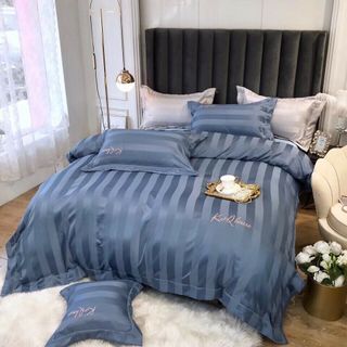 Bộ Chăn Ga Gối Tencel kẻ sọc