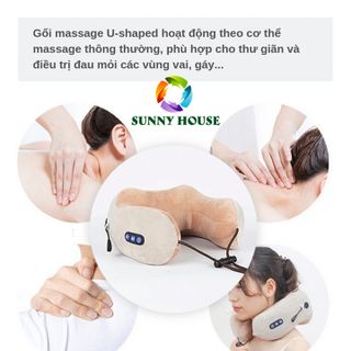 [ ] Gối massage đa năng chữ U, gối massage cổ vai gáy - Sunny House